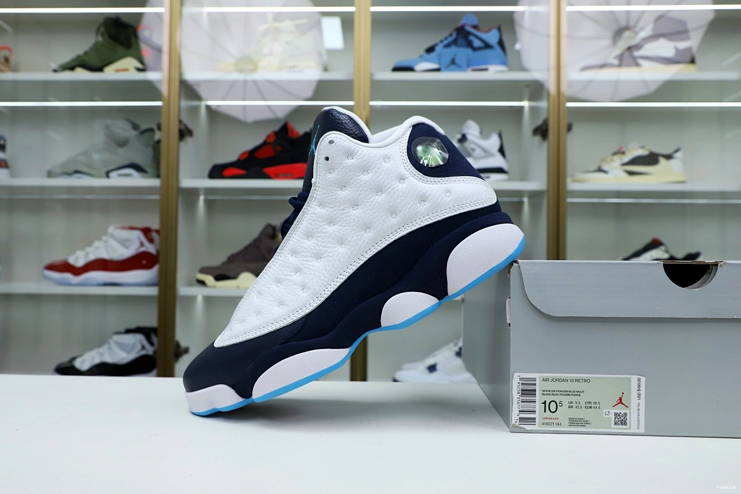 POWDER WHITE OBSIDIAN 414571-144 AIR 13 JORDAN RETRO BLUE 1001